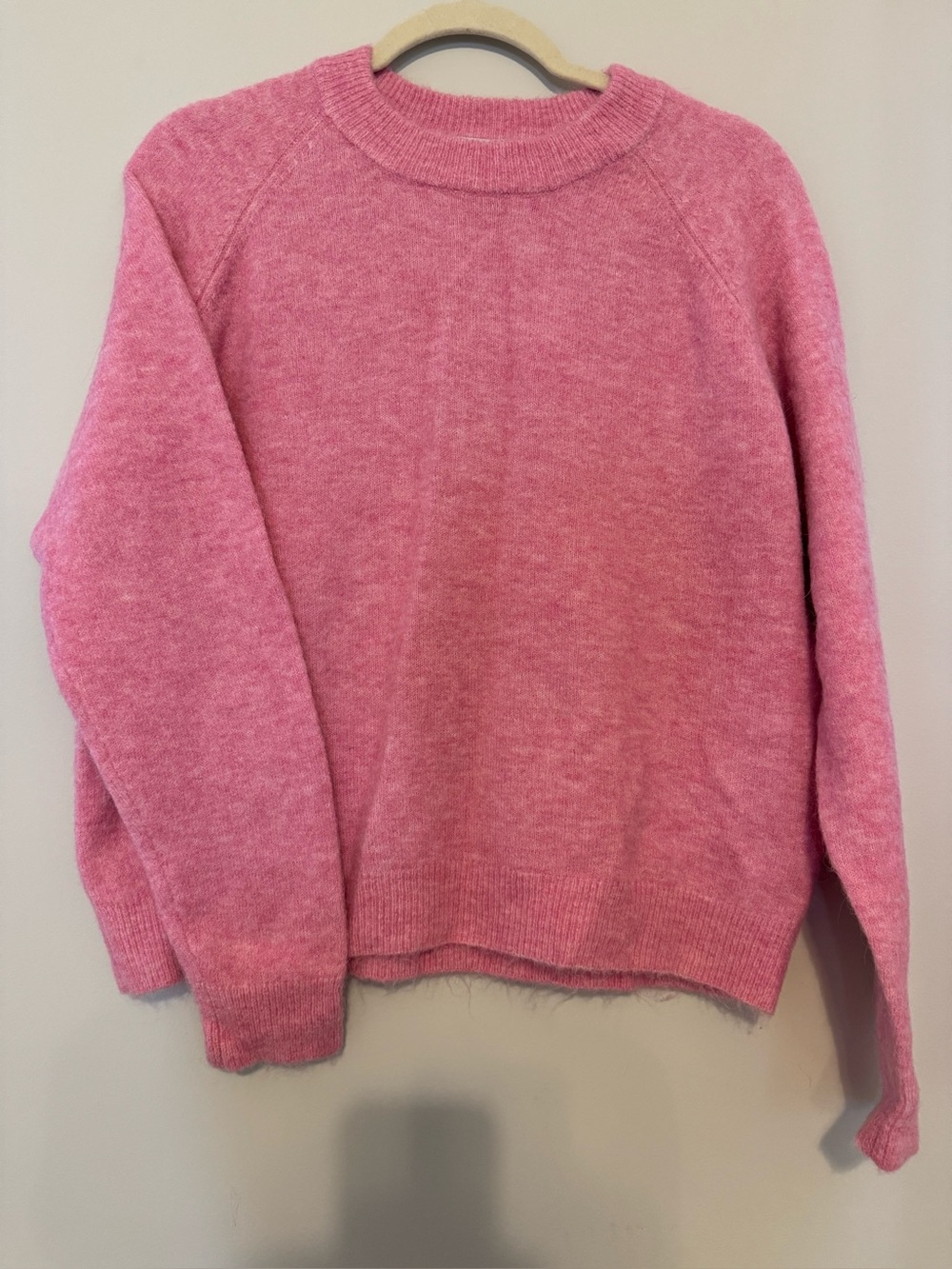 Zara Pink Fuzzy Knit Crewneck Sweater Size M